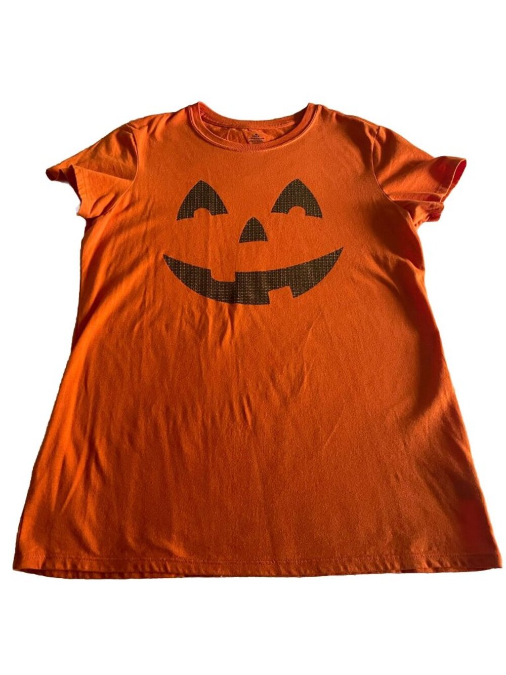 Halloween Pumpkin Face T Shirt Womens Size M 8/10 Orange Jack O Lantern Costume